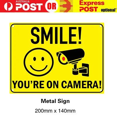 1-5x Surveillance Sign Smile Under Video Camera CCTV 200x140mm Metal Reflective • $9.99