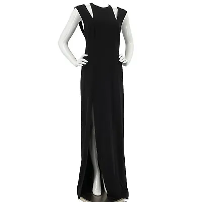 Halston Dress Womens Size 10 Black Front Slit Heritage Gown Formal Wedding $425 • £142.60