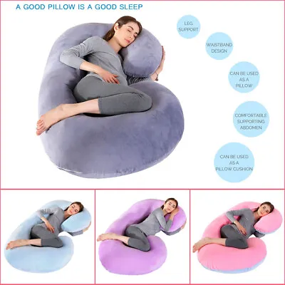 $37.79 • Buy Extra Large Pregnancy Pillow Maternity Belly Contoured Body C Shape Velvet Cover