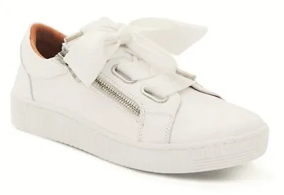 Eos Footwear Jovi Leather Comfort Sneakers With Zip And Wide Lace EOS Jovi White • $189.90