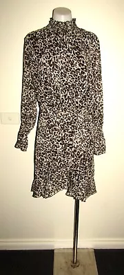 Decjuba Designer Size 14 Long Sleeved Evening Dinner Party Leopard Print Dress • $36