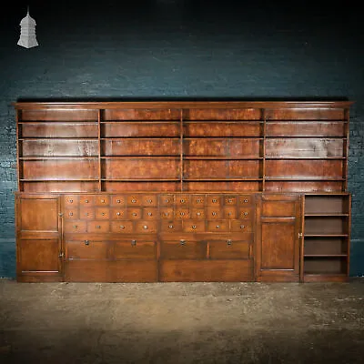 Haberdashery Shop Chemist Display Draws Large 19thC Mahogany Wall Shelving Unit • £12900