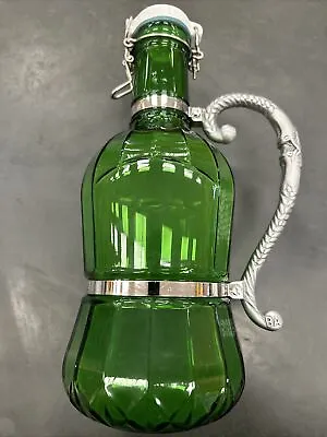 Green Glass Growler W/Decorative Metal Handle Benjamin Arthur Classic Edition 2L • $15