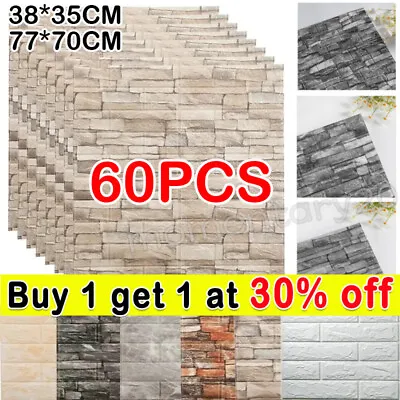 £10.71 • Buy 60PCS Stick On Tile Self Adhesive Kitchen Bathroom 3D.Wall Sticker Tiles Decor -