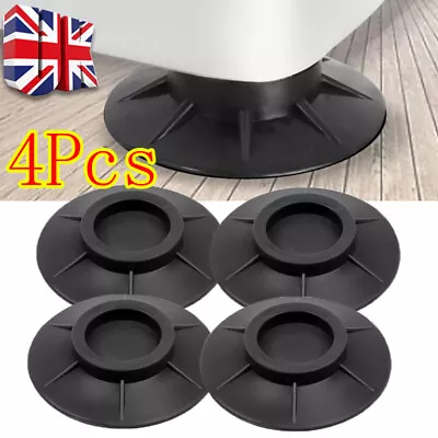 4x Washing Machine Round Base Home Non-slip Mat Anti Vibration Rubber Feet Pads • £4.97