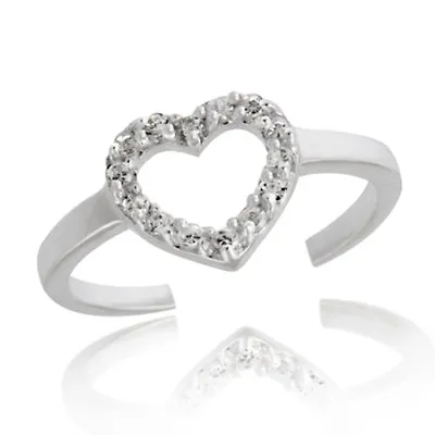 925 Sterling Silver Open Heart CZ Toe Ring • $11.99