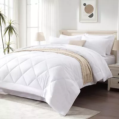 Full Comforter Set White 7 Pieces Full Bed In A Bag All Season Full Bedding... • $67.29