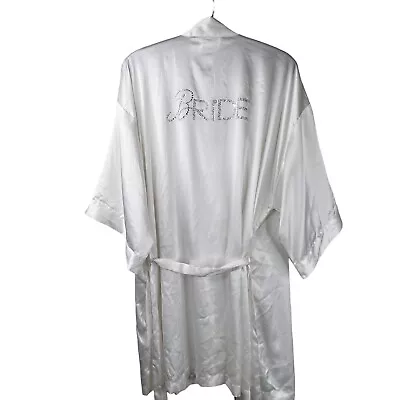 Victoria's Secret Bride Glitter Satin Kimono Robe Lingerie Tie White Womens OS • $17.81