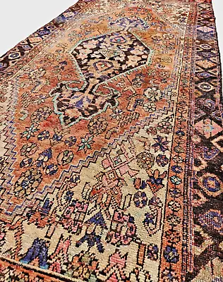 3'7 X7' HAND-KNOTTED ANTIQUE CAUCASIAN MALAYER KURDISH TRIBAL WOOL MUTED RUG • $443.75