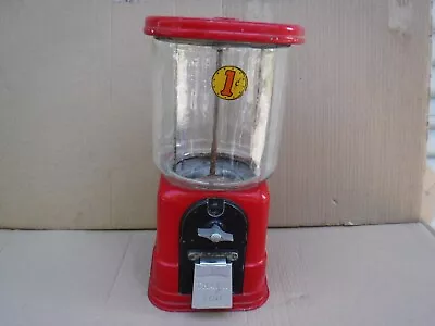 Vintage 1 Cent Bubble Gum Machine W/round Glass Jar/No Key/untested/parts/repair • $15