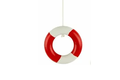 Nautical Red & White Wooden Life Ring Light Pull Handle With Cord & Connector • £4.95