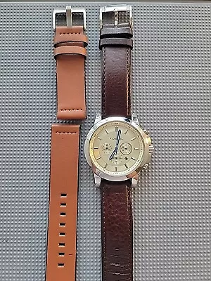 Men's Fossil FS-4248 Chronograph Quartz Watch. New Battery & Leather Strap! • $12.99