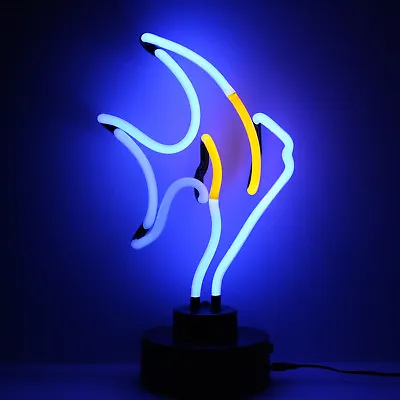 Neon Sign Tropical Fish Yellow Tang Real Glass Light Sculpture Table Lamp 37CM • £39.99