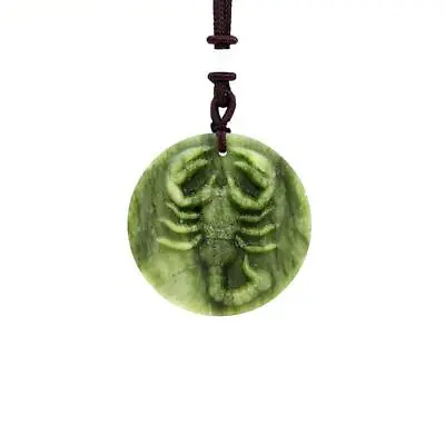 Jade Zodiac Pendant Men Gemstones Jewelry Natural Green Necklace Charm Gemstone • £4.80