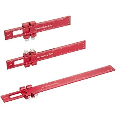 Woodworking Ruler Precision Pocket Rule 12 8 6 Inch Metal Slide Stop Marking Rul • $27.81