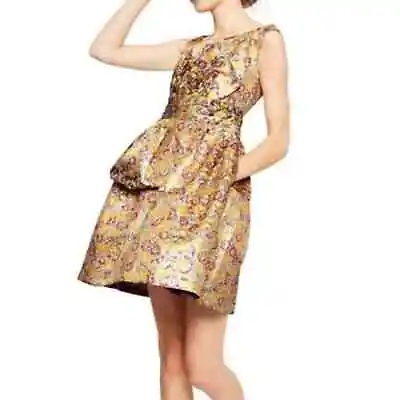 Zac Posen For Target Brocade Tie Dress Gold Yellow Floral Size 11 New With Tag • $31.99