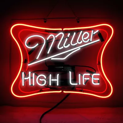 Miller Lite Neon Beer Sign Home Bar Store Pub Decor Vintage Neon Bar Signs 19x15 • $141