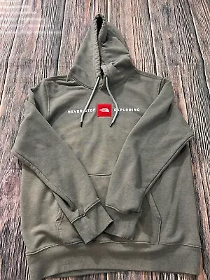 North Face Sweater Mens Large Gray Red Logo Half Dome Pullover Sweatshirt Hoodie • $17.09