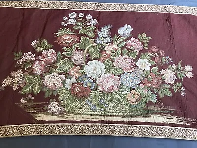 Flower Basket Tapestry Wall Hang Authentic Italian 27 X 60  Renaissance Repro • $48