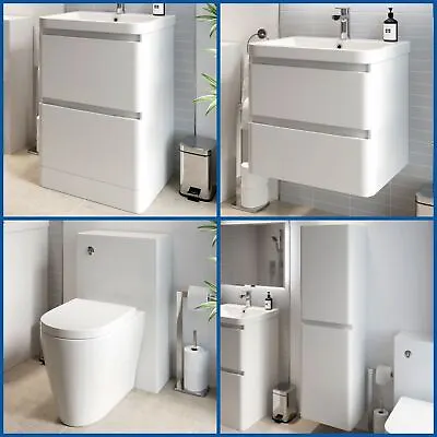 Bathroom Vanity Unit Basin Storage Cabinet Toilet WC Soft Close Furniture White • £249.97