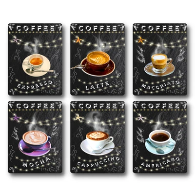 £5.99 • Buy Coffee Sign Kitchen Decor Set Metal Plaque Wall Art Cafe Bar Retro Poster Drinks