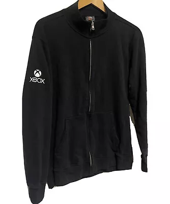 Microsoft XBOX One Employee Black Full Zip Knit Sweatshirt Jacket Large(Fits Med • $25.80