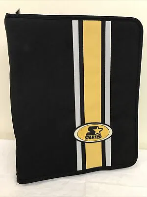 Starter Brand 3-Ring Binder Zipper Notebook Organizer VTG Black Gold Logo  11x14 • $7.99