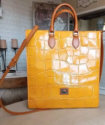 Dooney & Bourke Large Croco Leather Gold Handbag/Briefcase Crossbody Top Handles • £175.15