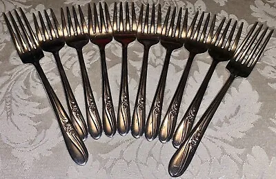 H & T MFG Co. Meadow Flower 1940 Silverplated Forks 10 Piece Holmes & Turtle • $23.04