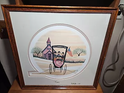 Vintage P Buckley Moss Amish Print Two Original Signatures Framed  • $75