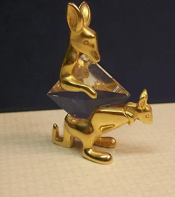 Swarovski Trimlite Gold And Crystal   Kangaroo With Baby   Rare  50/3G  / 52503 • $94.50