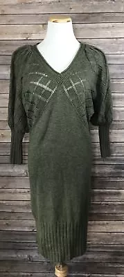 Victoria’s Secret Moda Intl Wool Olive Green Puff Sleeve Sweater Dress Sz XS • $24.49