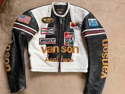 VANSON Motorcycle Single Riders Jacket Rare Color White-black Size 36 • $559.99