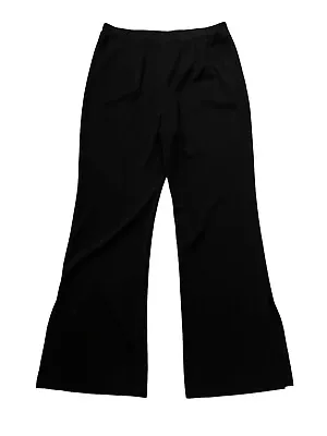 EXCLUSIVELY MISOOK Womens Pants Black Acrylic Pull On Wide Leg Slit Hem Sz L • $34.99