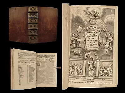1686 Biblia Sacra Vulgate Holy BIBLE Sixtus V Apocrypha Guillimin Lyon France • $750