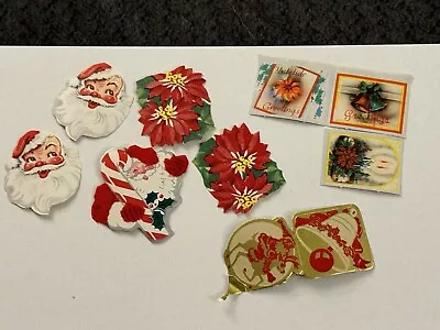 Vintage Lot Of Christmas Seals Red Gold Santa Poinsettia G7 • $5