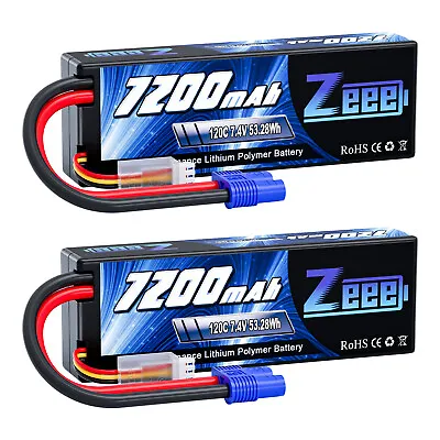 2x Zeee 2S Lipo Battery 7200mAh 7.4V 120C EC3 For RC Car Truck Truggy Buggy Tank • $50.39