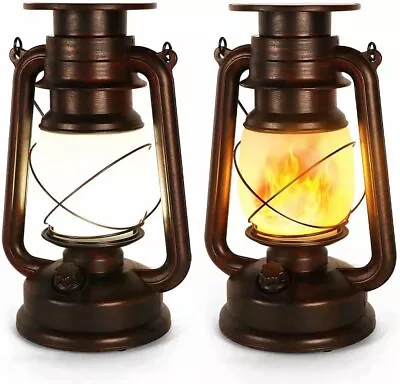 2PCS Led Vintage Solar Powered Realistic Flicker Flame Lantern W/Remote Outdoor • $32.99