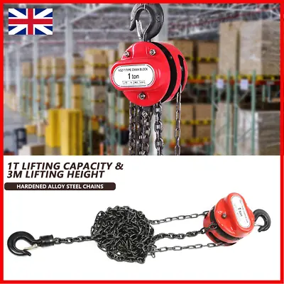 1T Chain Puller Block Fall Chain Hoist Hand Tools Lifting Chain With Hook • £31.99