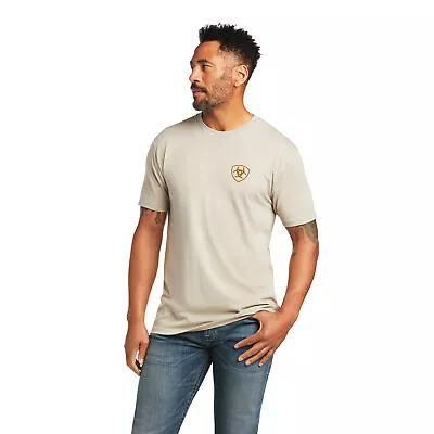Ariat® Men's Longhorn Khaki Heather Short Sleeve T-Shirt 10039925 • $25.99