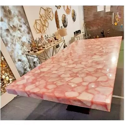 Pink Rose Quartz Counter Top Slab Agate Dining Table Furniture Home Deco Top • $1472.95