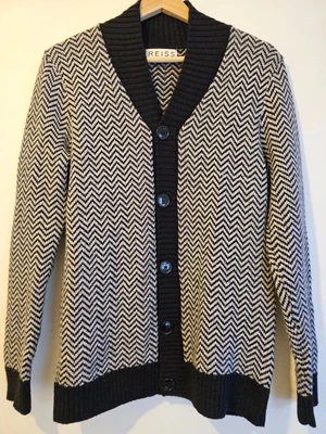 £44.99 • Buy Reiss Mens Orsin Size Small S Wool Blend Cardigan Chunky Knitted Black White