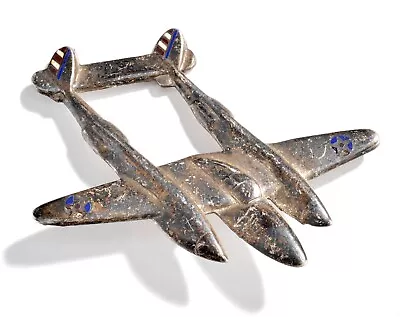 Vintage WWII Fighter Pilot USAAF P-38 Lightning Pin-Back Brooch • $44.95