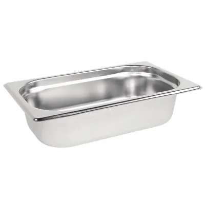Gastronorm Pan 1/4 Size Stainless Steel Bain Marie Pot Food Storage Choose Depth • £9.99