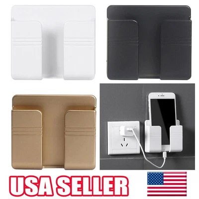$7.86 • Buy Wall Mounted Organizer Storage Box Mobile Phone Holder Plug Wall Charging StaQA