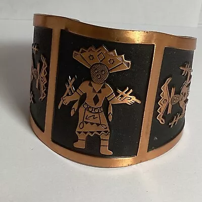 Bell Trading Post Solid Copper Zuni Indian Kachina Wide Cuff Bracelet VTG • $29.95