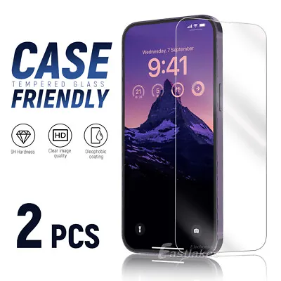$8.95 • Buy 2X Tempered Glass Screen Protector For IPhone 15 14 13 12 11 Pro Xs Max 8 PLUS X