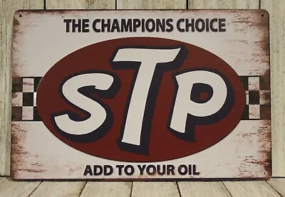 STP Motor Oil Tin Sign Vintage Style Rustic Look Garage Gas Station Treatment XZ • $10.97