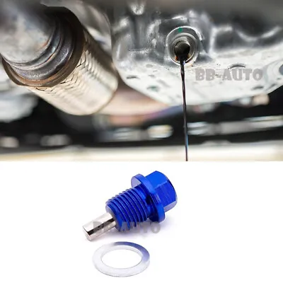 Anodized Magnetic Oil Change Pan Drain Plug Bolt Washer M12x1.25 Blue For Toyota • $7.99