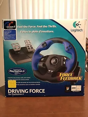 Logitech Driving Force Feedback Racing Steering Wheel & Pedals PS2 GT3 Tested! • $129